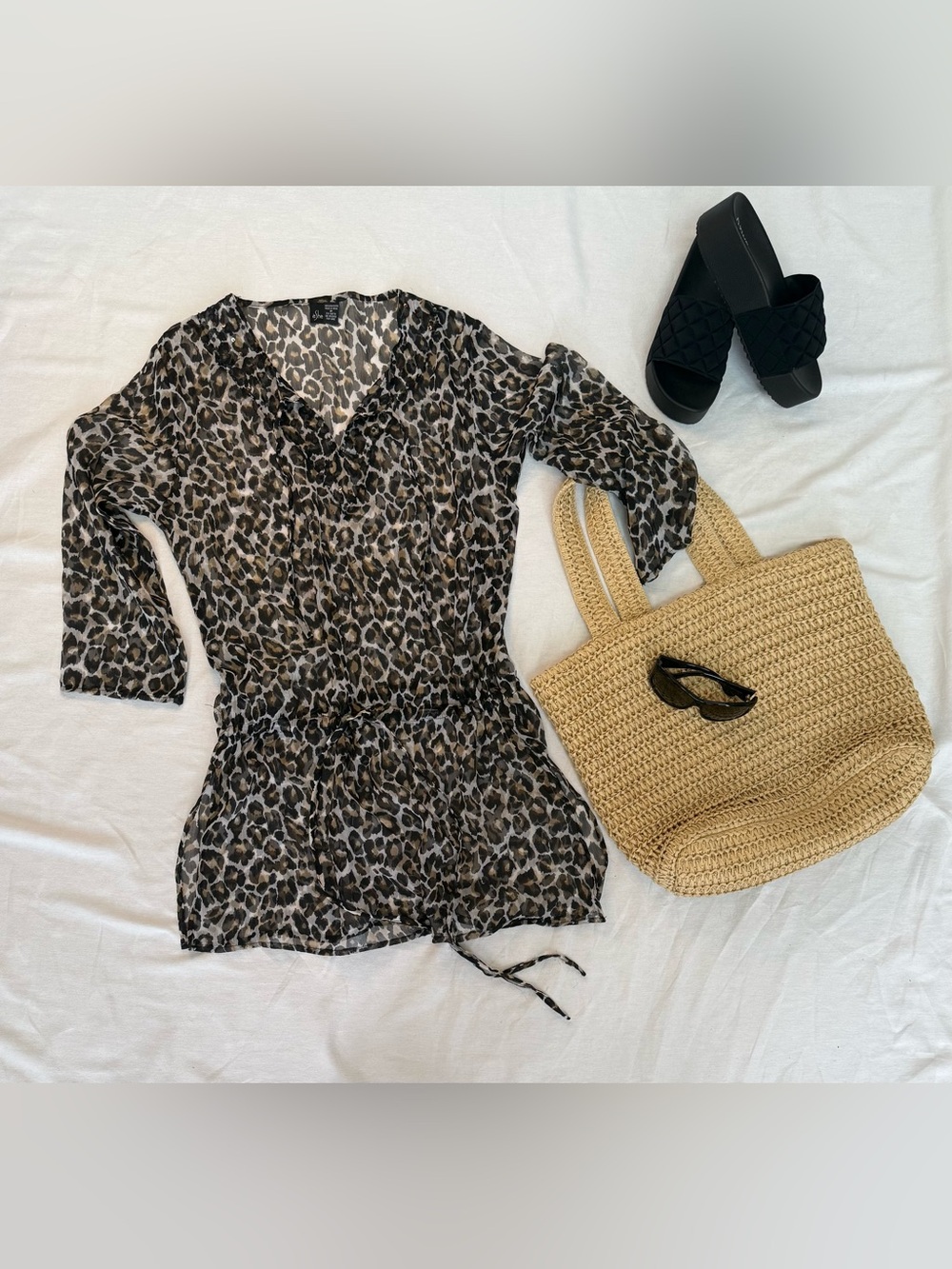 Leopard Print Cover-up - Brown/Black